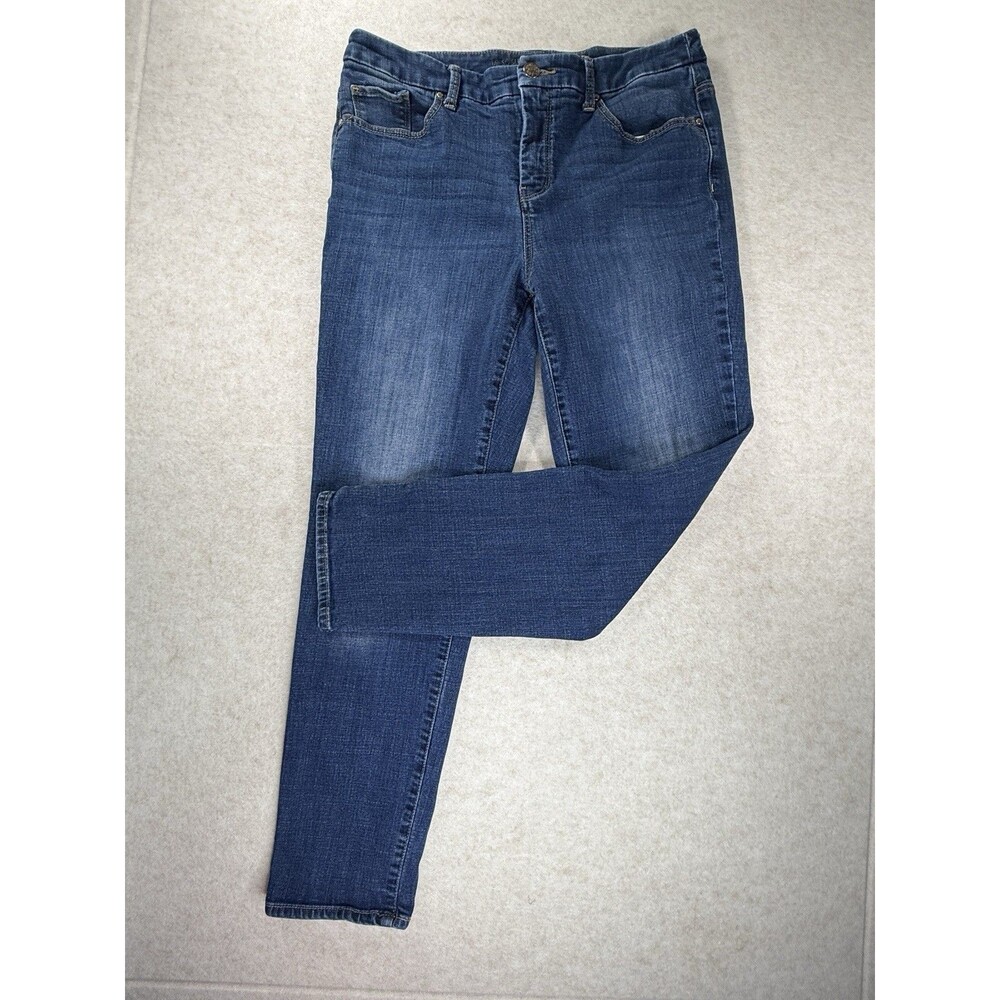Chico’s So Slimming Girlfriend Ankle Jeans Size 1 Blue Denim Mid Rise Stretch - Picture 2 of 9